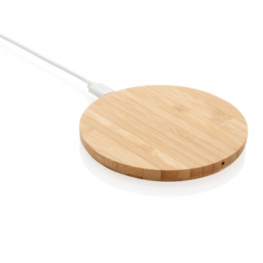 Logotrade promotional item picture of: Bamboo 5W round wireless charger