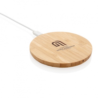 Logotrade promotional items photo of: Bamboo 5W round wireless charger