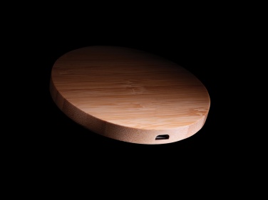 Logo trade promotional merchandise picture of: Bamboo 5W round wireless charger