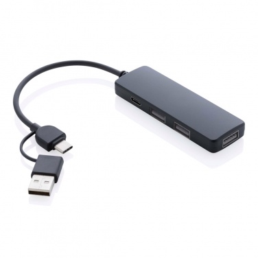 Logo trade corporate gifts image of: RCS recycled plastic USB hub with dual input