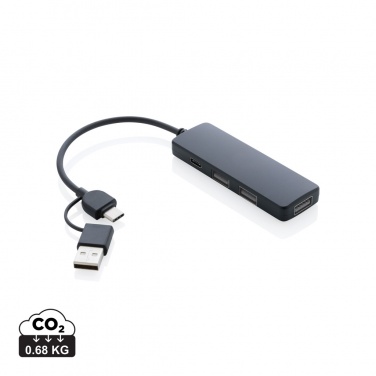 Logo trade corporate gift photo of: RCS recycled plastic USB hub with dual input