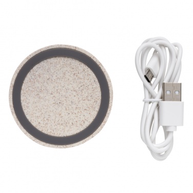 Logo trade business gifts image of: Wheat Straw 5W round wireless charging pad