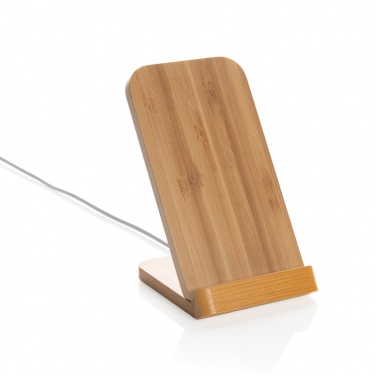 Logotrade corporate gift image of: Bamboo 5W wireless charging stand