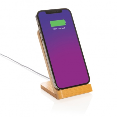 Logo trade advertising products image of: Bamboo 5W wireless charging stand