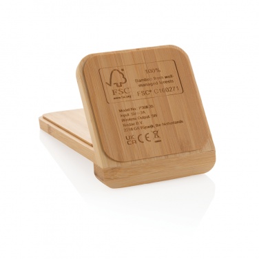 Logotrade promotional gift image of: Bamboo 5W wireless charging stand