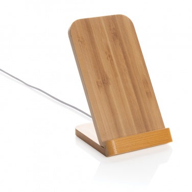 Logo trade advertising products picture of: Bamboo 5W wireless charging stand