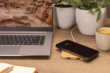 Logotrade promotional product image of: Bamboo 10W wireless charger with USB