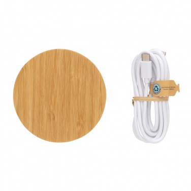 Logo trade promotional giveaways picture of: Bamboo 15W wireless charger