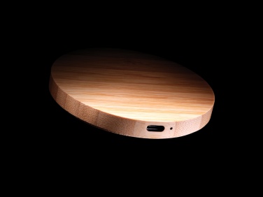 Logo trade promotional giveaways image of: Bamboo 15W wireless charger