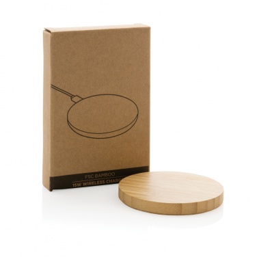 Logo trade promotional gifts image of: Bamboo 15W wireless charger