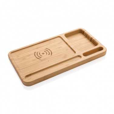 Logotrade advertising product image of: Bamboo desk organiser 10W wireless charger