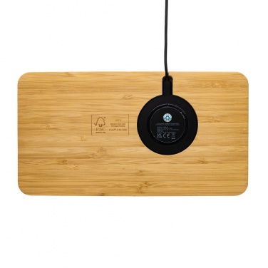 Logotrade promotional merchandise photo of: Bamboo desk organiser 10W wireless charger