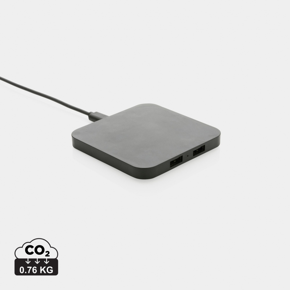 Logotrade promotional merchandise photo of: RCS recycled plastic 10W Wireless charger with USB Ports