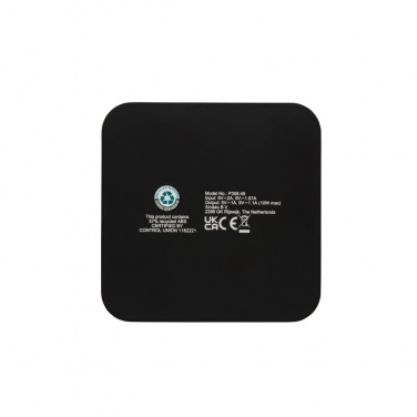 Logo trade advertising products image of: RCS recycled plastic 10W Wireless charger with USB Ports