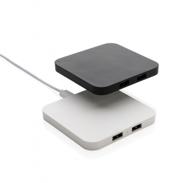 Logo trade promotional giveaways image of: RCS recycled plastic 10W Wireless charger with USB Ports