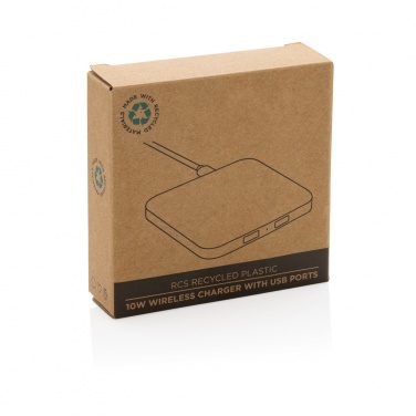 Logotrade corporate gift picture of: RCS recycled plastic 10W Wireless charger with USB Ports