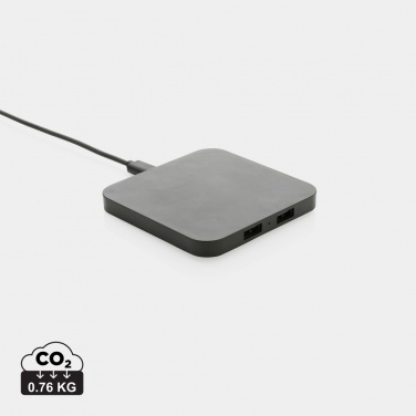 Logo trade promotional products picture of: RCS recycled plastic 10W Wireless charger with USB Ports