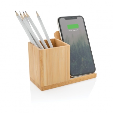 Logo trade advertising products image of: Calgary bamboo 10W wireless charger