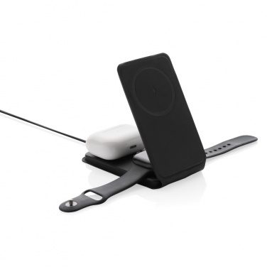 Logotrade promotional item picture of: Swiss Peak RCS rPU 15W  3-in-1 magnetic wireless charger