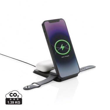 Logo trade promotional merchandise photo of: Swiss Peak RCS rPU 15W  3-in-1 magnetic wireless charger