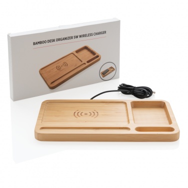 Logotrade business gift image of: Bamboo desk organiser 5W wireless charger