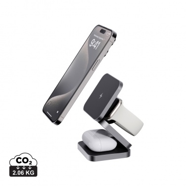 Logo trade corporate gifts image of: Terra RCS recycled aluminum foldable 3 in 1 15W charger