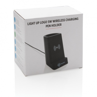 Logotrade promotional merchandise picture of: Light up logo 5W wireless charging pen holder