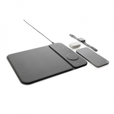 Logo trade promotional gift photo of: Swiss peak RCS recycled PU 15W 3 in 1 charging mousepad