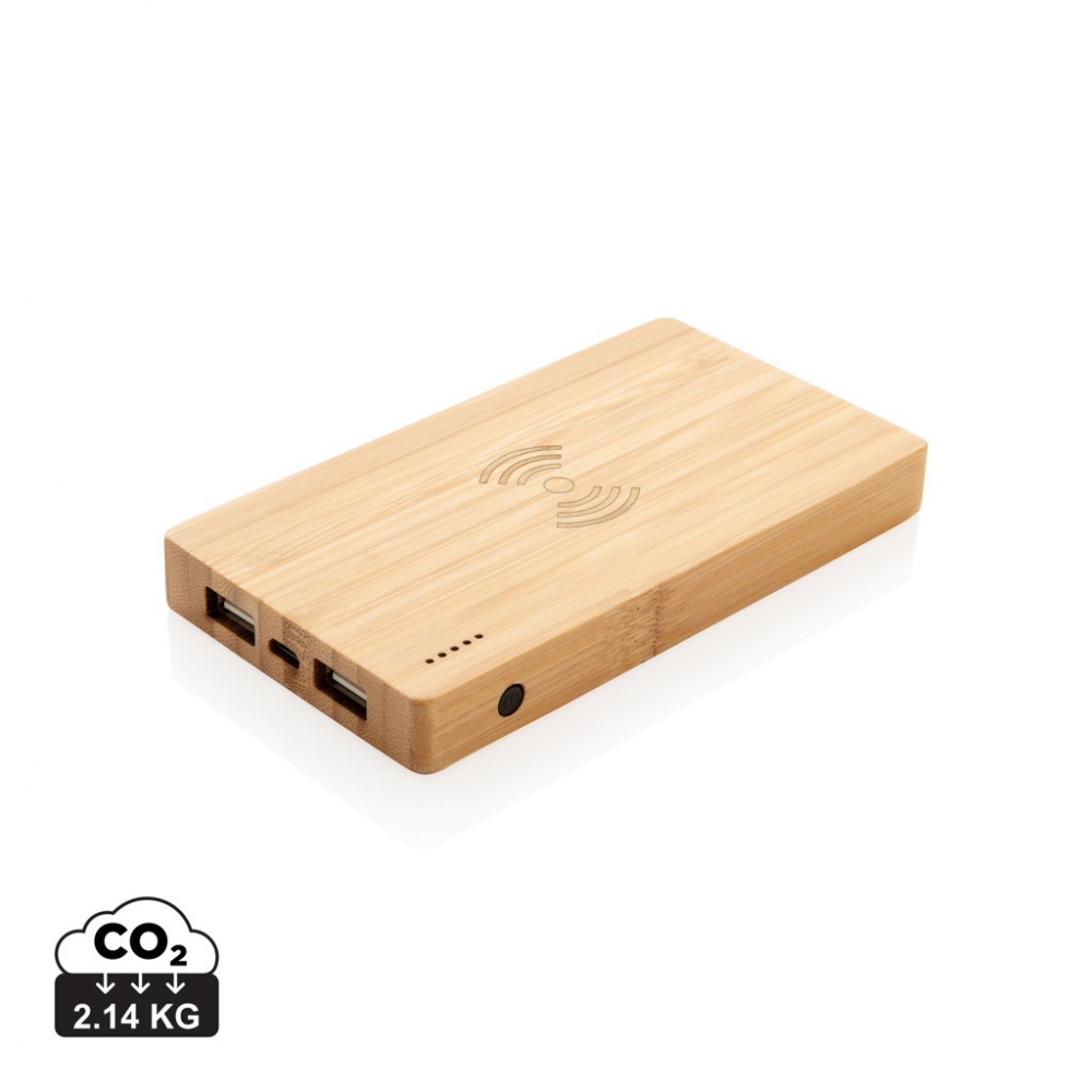 Logotrade advertising product image of: Bamboo 4.000 mAh wireless 5W Powerbank