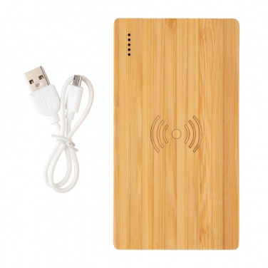 Logotrade corporate gift picture of: Bamboo 4.000 mAh wireless 5W Powerbank