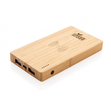 Logotrade business gift image of: Bamboo 4.000 mAh wireless 5W Powerbank