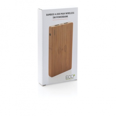 Logotrade promotional gift picture of: Bamboo 4.000 mAh wireless 5W Powerbank