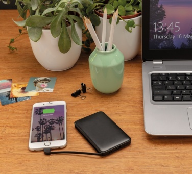 Logo trade promotional items image of: 5.000 mAh Pocket Powerbank with integrated cables