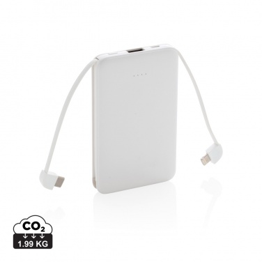 Logo trade promotional giveaway photo of: 5.000 mAh Pocket Powerbank with integrated cables