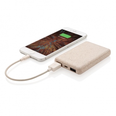 Logo trade promotional gift photo of: Wheat Straw 5.000 mAh Pocket Powerbank