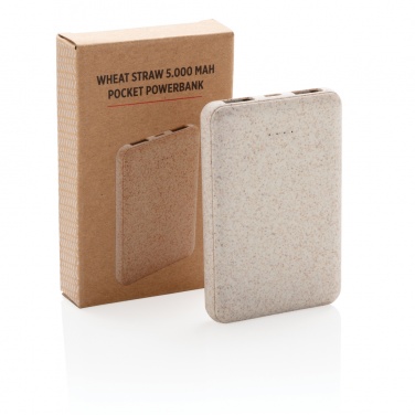 Logotrade promotional item image of: Wheat Straw 5.000 mAh Pocket Powerbank