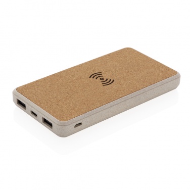 Logotrade advertising product image of: Cork and Wheat Straw 8.000 mAh 5W wireless powerbank