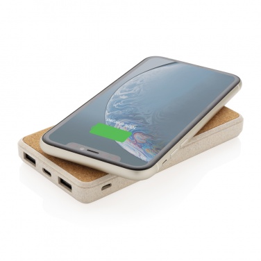 Logotrade business gift image of: Cork and Wheat Straw 8.000 mAh 5W wireless powerbank