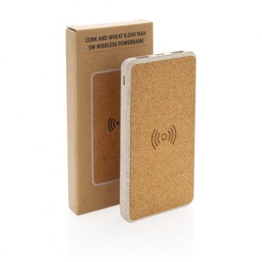 Logotrade business gifts photo of: Cork and Wheat Straw 8.000 mAh 5W wireless powerbank