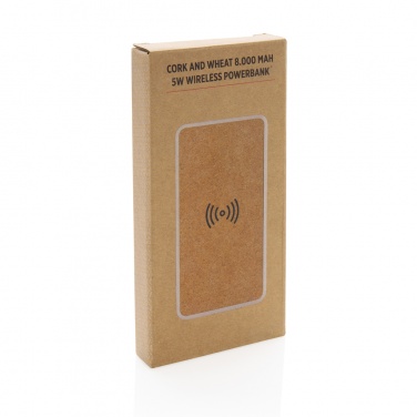 Logo trade promotional products picture of: Cork and Wheat Straw 8.000 mAh 5W wireless powerbank