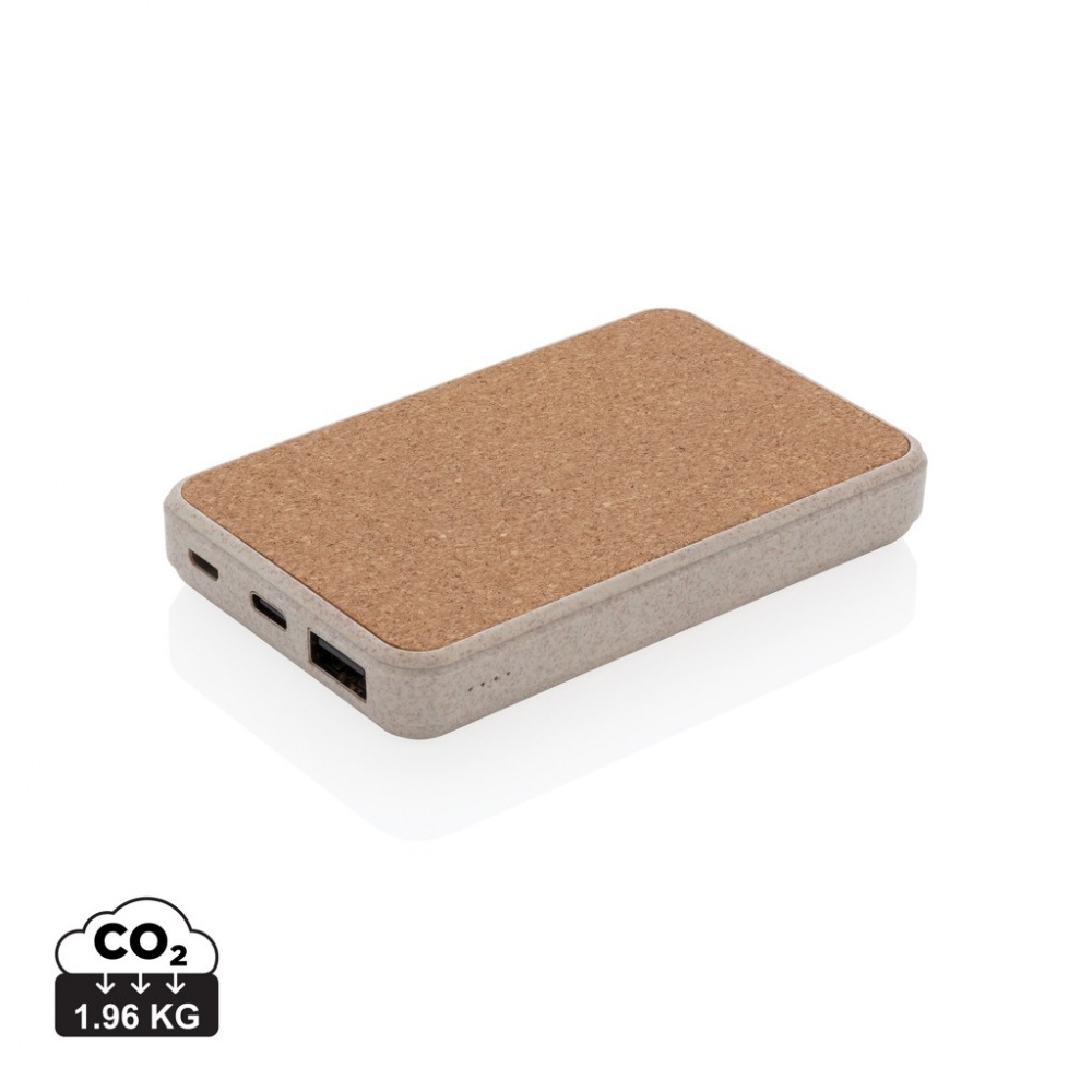 Logotrade corporate gift image of: Cork and Wheat 5.000 mAh pocket powerbank