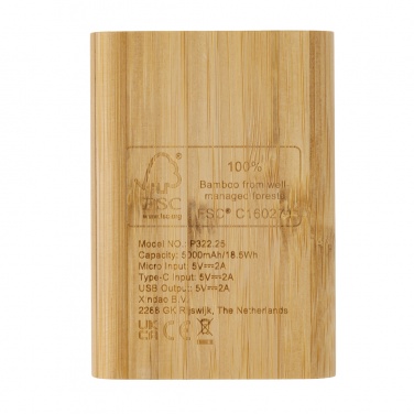 Logo trade promotional giveaway photo of: Bamboo 5.000 mAh powerbank