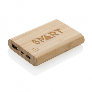 Logo trade promotional giveaways image of: Bamboo 5.000 mAh powerbank