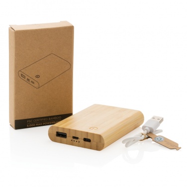 Logo trade promotional products picture of: Bamboo 5.000 mAh powerbank