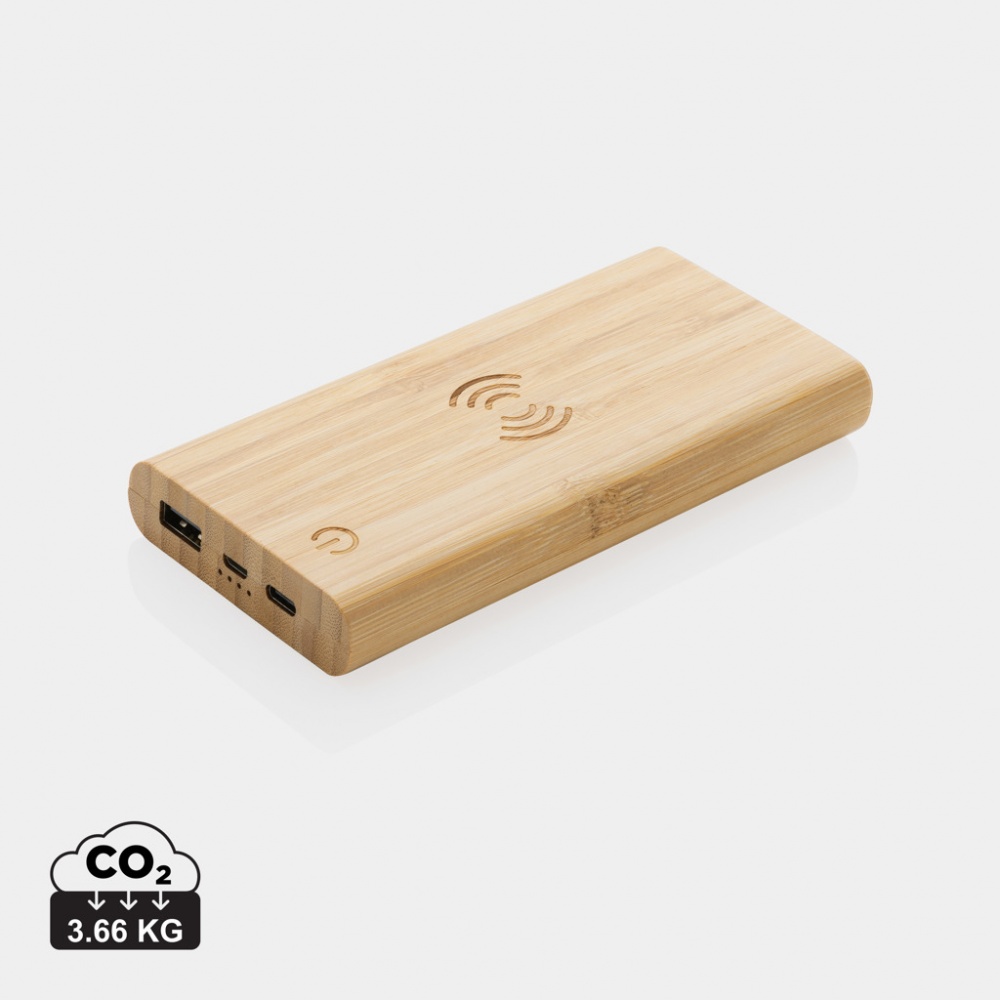 Logotrade corporate gift image of: Bamboo 8.000 mAh 5W wireless powerbank