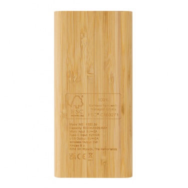 Logotrade promotional gift image of: Bamboo 8.000 mAh 5W wireless powerbank