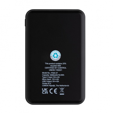 Logotrade promotional item image of: RCS recycled plastic 5.000 mAh Powerbank