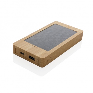 Logo trade promotional merchandise image of: Sunwick 10.000 mAh Bamboo solar powerbank