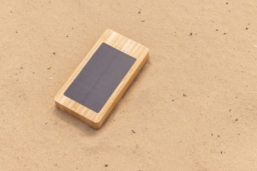 Logo trade promotional gifts image of: Sunwick 10.000 mAh Bamboo solar powerbank