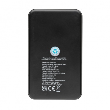 Logo trade corporate gifts picture of: RCS recycled plastic 5.000 mAh 5W wireless powerbank